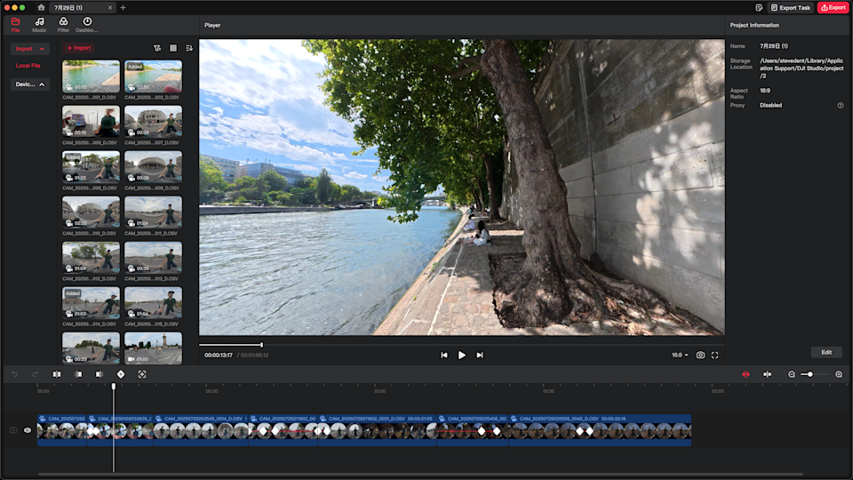 DJI Studio szerkesztőalkalmazás
