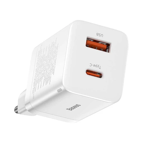 Baseus Super Si Pro gyorstöltő USB + USB-C 30W - fehér