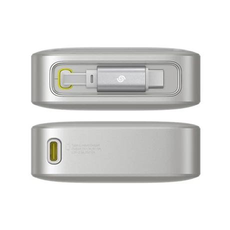 Baseus Free2Pull gyorstöltő powerbank 10000 mAh, 30W, beépített USB Type-C kábel, szürke