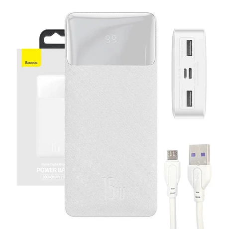 Baseus Bipow Powerbank, 20000mAh, 15W (fehér)