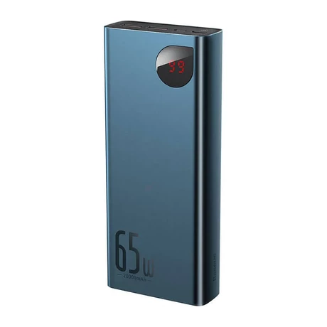 Baseus Adaman Metal Powerbank 20000mAh, PD, QC 3.0, 65W, 2xUSB + USB-C + mikro USB, (kék)