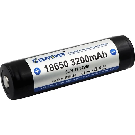 KeepPower 18650 3,7V 3200mAh védett Li-ion akkumulátor