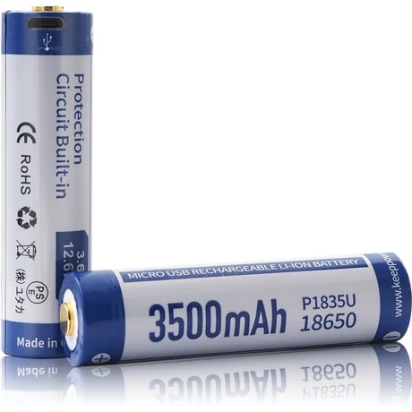 KeepPower 18650 3,7V 3500mAh védett Li-ion akkumulátor USB