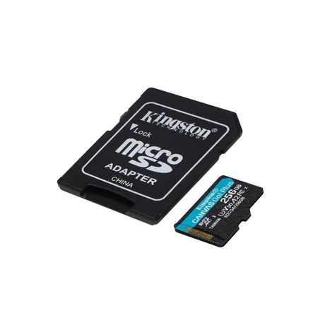 KINGSTON Memóriakártya MicroSDXC 256GB Canvas Go Plus Gen4 200R A2 U3 V30 + Adapter